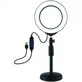 PULUZ LED-rengasvalo 16cm jalustalla 18-28cm USB