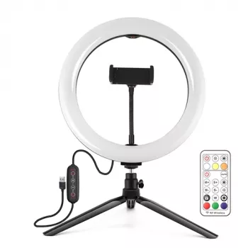 PULUZ LED-rengasvalo 26cm ja 8,3cm jalusta USB