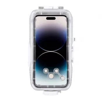 PULUZ muovinen vesitiivis kotelo iPhone 15 Plus/15 Pro Max/14 Plus/14 Pro Max/13 Pro Max/12 Pro Max/11 Pro Max (valkoinen)