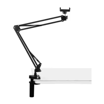 PULUZ PU650B live-streaming-teline puhelinpidikkeellä (musta) – pöytäteline 16 cm LED-rengasvalolla