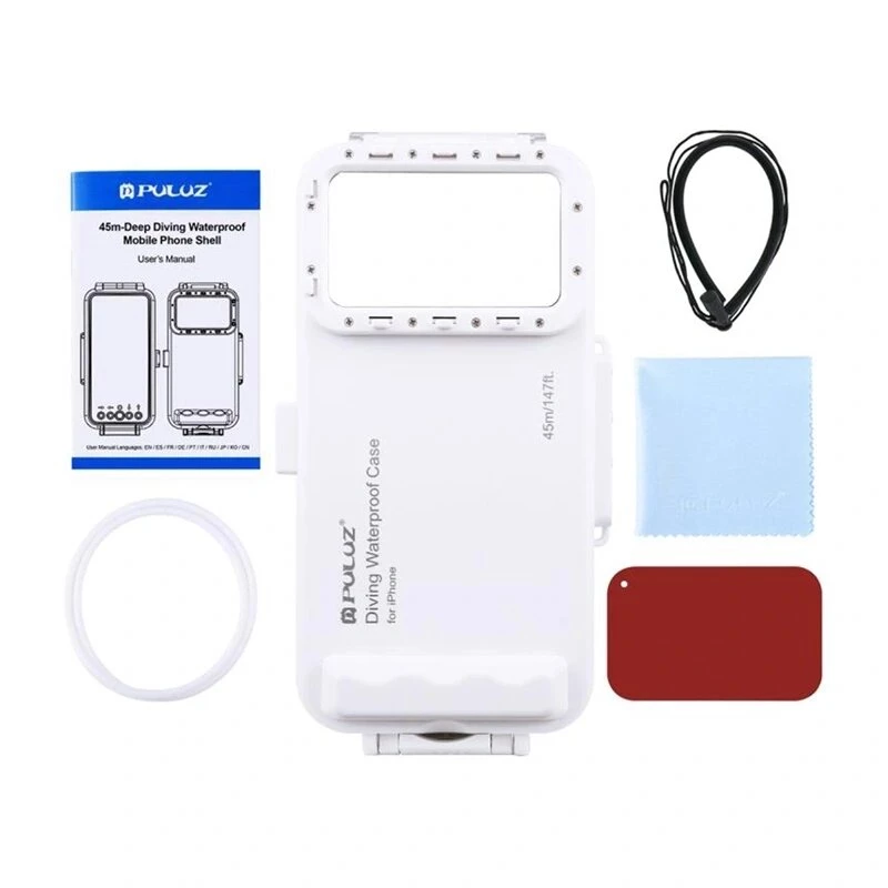 Puluz PU9100W vedenpitävä kotelo (45 m) USB-C-älypuhelimille – vedenalaiskuvaus ja -videokuvaus (valkoinen)