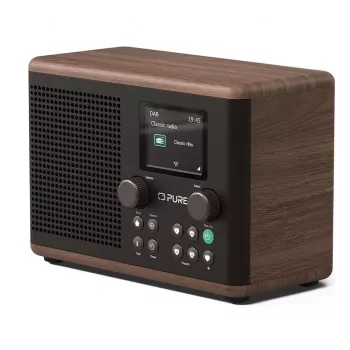Pure Classic H4 DAB+ FM radio Bluetooth 5.3:lla, Coffee Black/Walnut, 10W