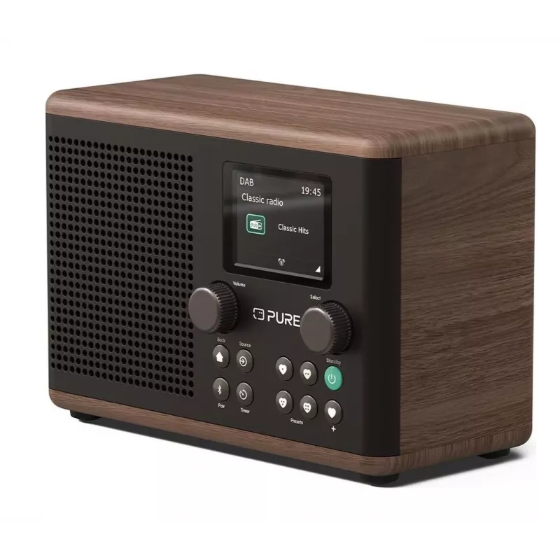 Pure Classic H4 DAB+ FM radio Bluetooth 5.3:lla, Coffee Black/Walnut, 10W