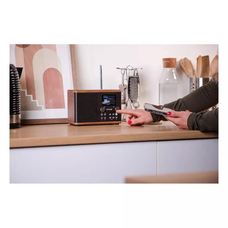 Pure Classic H4 DAB+ FM radio Bluetooth 5.3:lla, Coffee Black/Walnut, 10W
