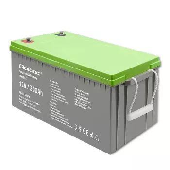Qoltec 53079 Deep Cycle Gel -akku 12V 200Ah (62,5 kg)