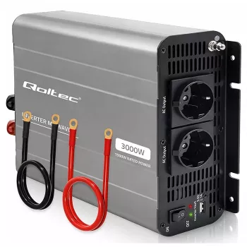 Qoltec modifioitu siniaalto-invertteri 12V -> 230V 1500W/3000W USB:lla, yhteensopiva LiFePO4 GEL AGM kanssa