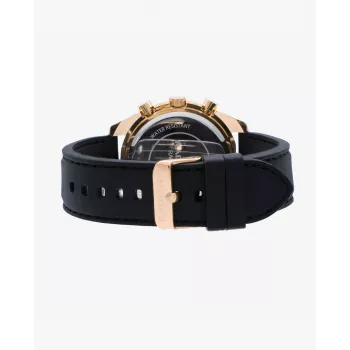 RADIANT RA668709 miesten analoginen kvartsirannekello 44mm musta kellotaulu nahkaranneke
