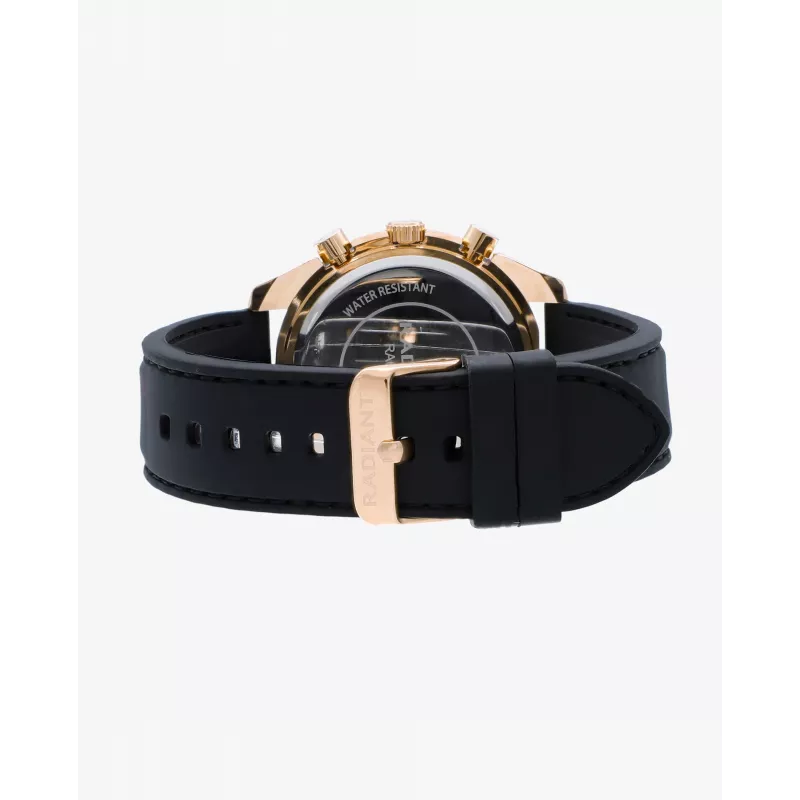 RADIANT RA668709 miesten analoginen kvartsirannekello 44mm musta kellotaulu nahkaranneke