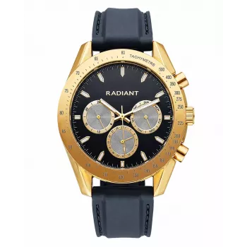 RADIANT RA668709 miesten analoginen kvartsirannekello 44mm musta kellotaulu nahkaranneke