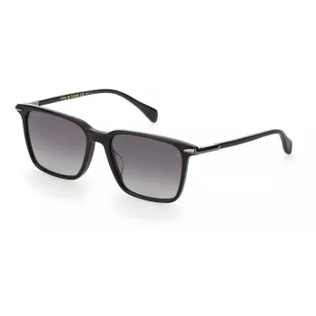 RAG&BONE RNB5028GS8075 miesten aurinkolasit, kulmikas, musta asetaattikehys, harmaat liukuvärilinssit, 55 mm