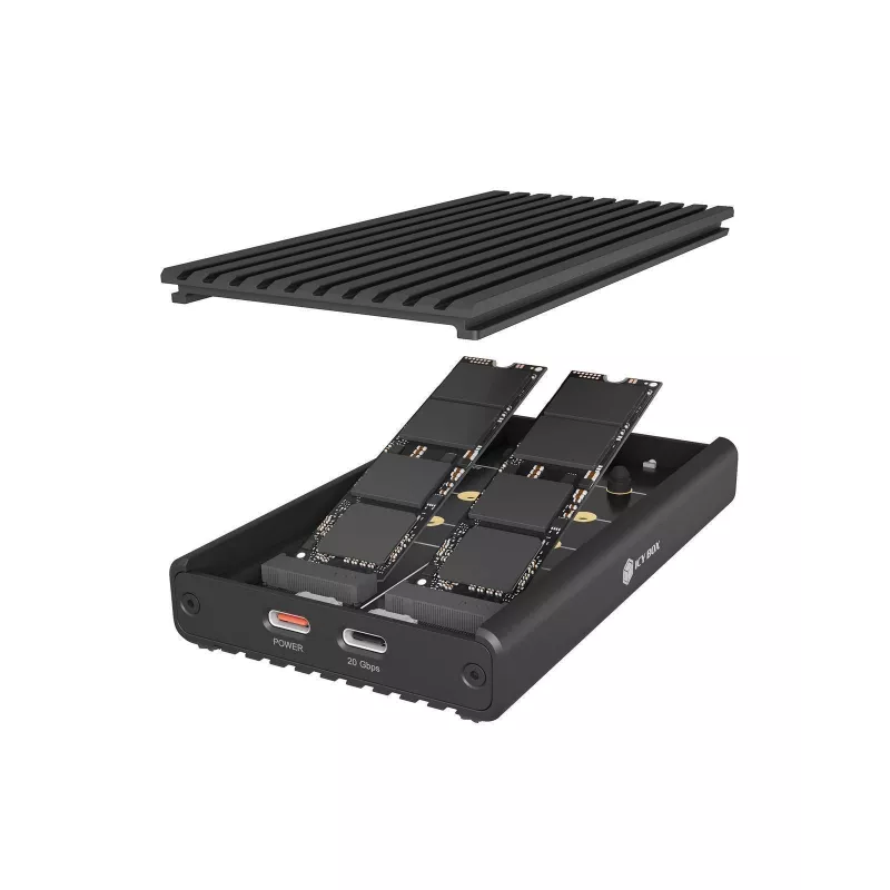 Raidsonic IB-2817M-C32 ulkoinen kotelo 2x NVMe SSD:lle USB 3.2 Gen 2x2 Type-C