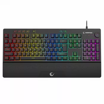 Rampage Simula RGB Macro KB-GX65 langallinen kalvomekaaninen pelinäppäimistö rannetuki, musta