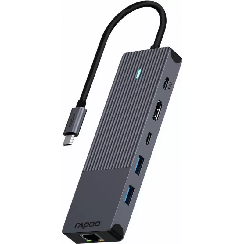 Rapoo UCM-2002 USB-C-sovitin, HDMI, RJ-45, USB 3.2 Gen 1 (00217689)