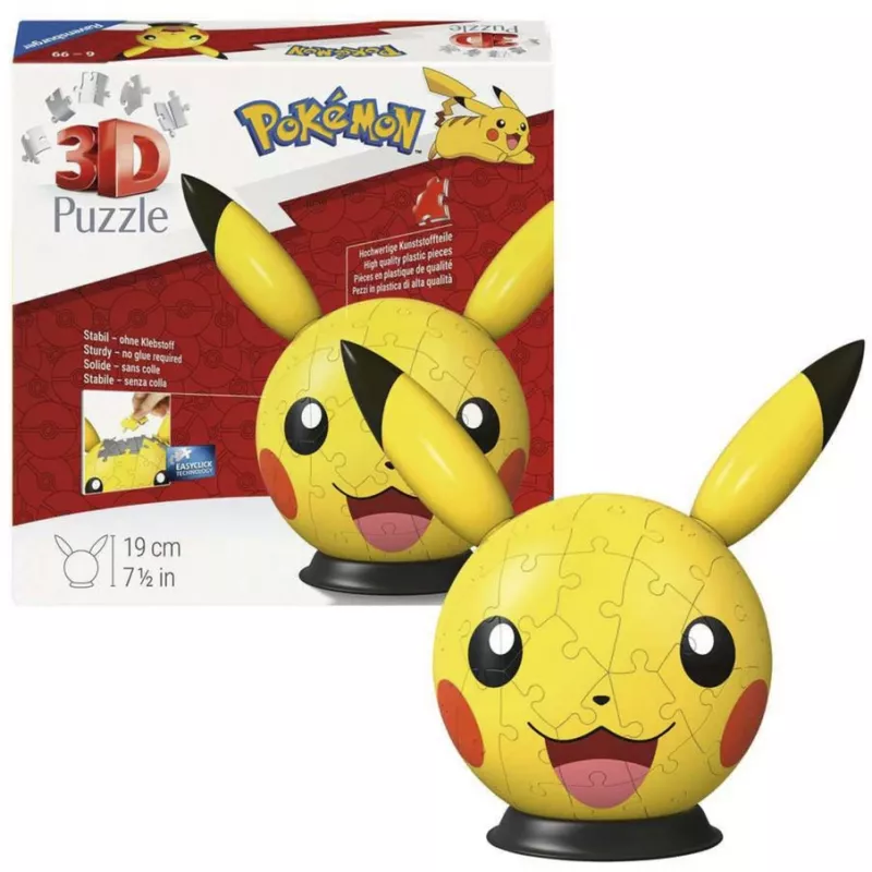 Ravensburger 3D-palapallopeli Pokémon Pikachu korvilla - 54 osaa