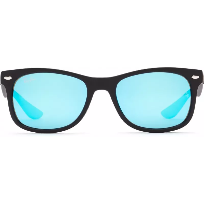Ray-Ban Junior RJ9052S100S55 aurinkolasit - kiiltävän musta kehys, vaaleansiniset peililinssit, 48 mm