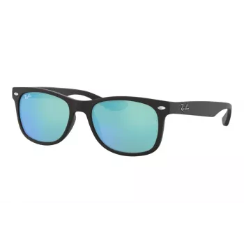 Ray-Ban Junior RJ9052S100S55 aurinkolasit - kiiltävän musta kehys, vaaleansiniset peililinssit, 48 mm