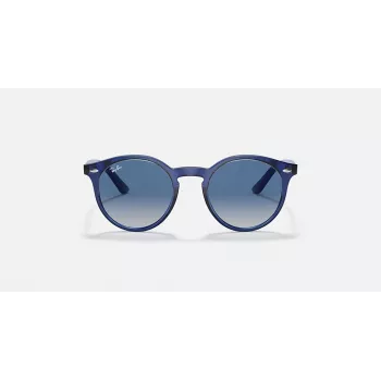 Ray-Ban Junior RJ9064S447062 lasten aurinkolasit, läpinäkyvä sininen kehys, harmaat liukuvärjätyt linssit, 44 mm