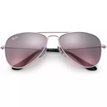 Ray-Ban Junior RJ9506S2117E5 lasten aurinkolasit, suorakaiteen muotoinen, läpinäkyvä vaaleanpunainen kehys, vaaleanruskeat liukuvärjätyt vaaleanpunaiset linssit, 52/14/125 mm