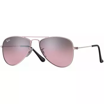 Ray-Ban Junior RJ9506S2117E5 lasten aurinkolasit, suorakaiteen muotoinen, läpinäkyvä vaaleanpunainen kehys, vaaleanruskeat liukuvärjätyt vaaleanpunaiset linssit, 52/14/125 mm