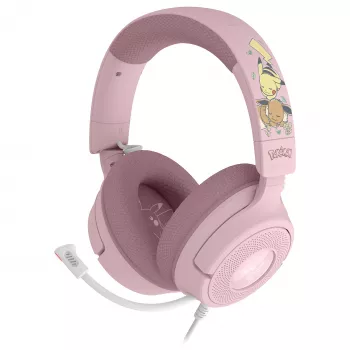 Razer Kraken V4 X Pokemon Pikachu & Eevee Edition langallinen pelikuulokemikrofoni, USB-C, 40 mm
