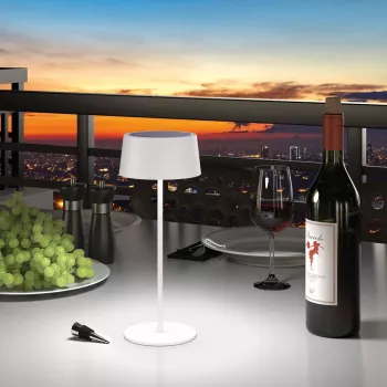 RealPower LED-aurinkopöytävalaisin himmennettävä akulla, valkoinen