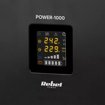 Rebel POWER-1000 seinäkiinnitteinen varavirtalähde – puhdas siniaalto invertteri 12V lataustoiminnolla, 230V, 1000VA/700W