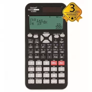 REBELL tieteellinen laskin SC2080 – 240 toimintoa, 2-rivinen LCD, paristokäyttöinen, musta