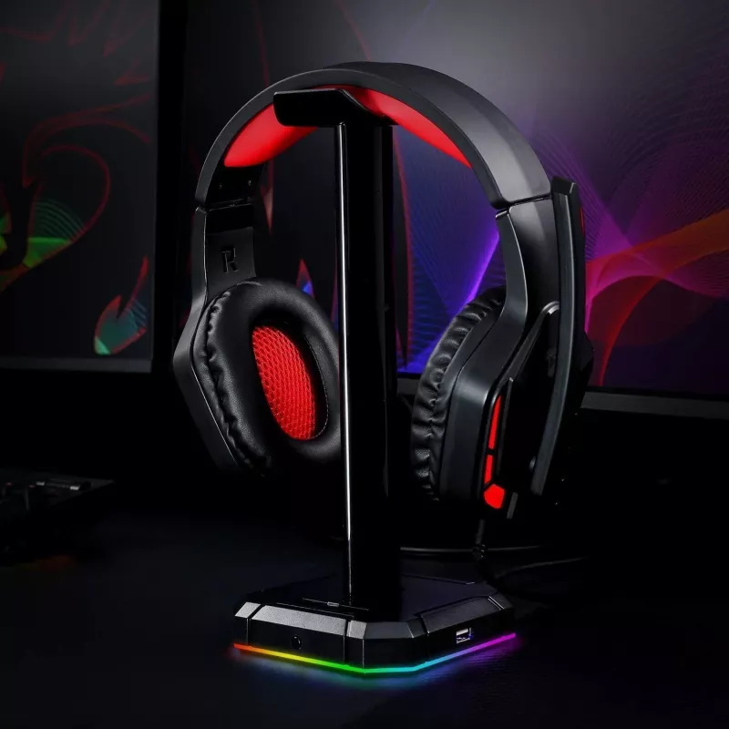 Redragon HA300 Scepter Pro RGB -kuuloketeline 4-porttisella USB 2.0 -keskittimellä