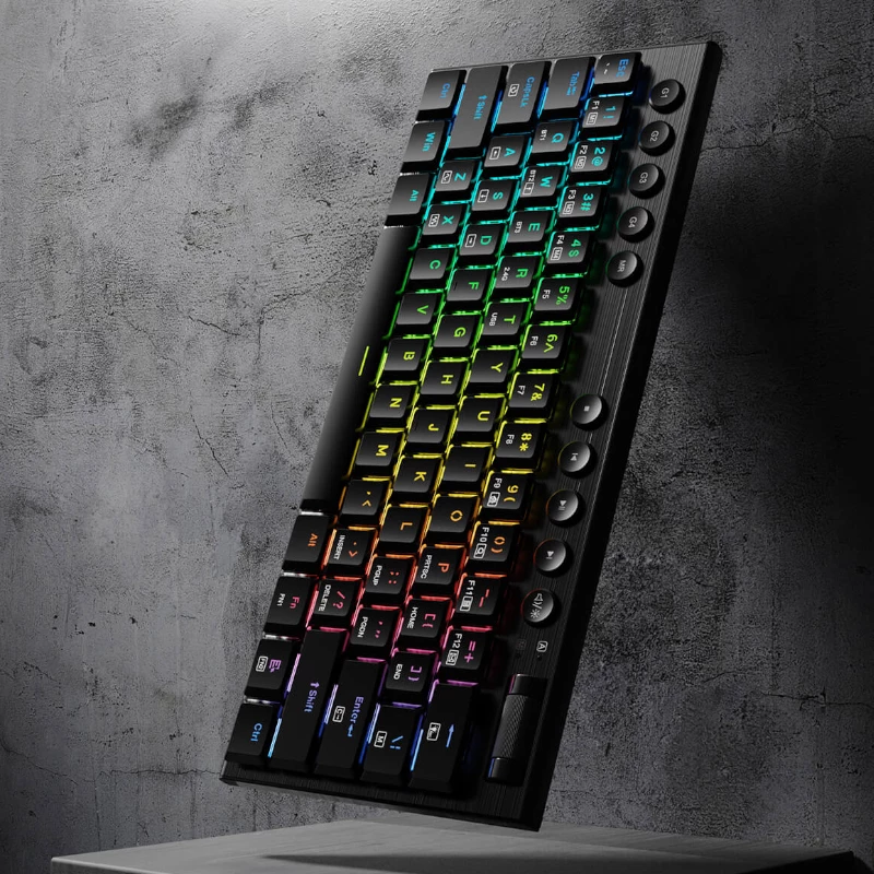 REDRAGON Horus Mini Pro 61-näppäiminen tri-mode langaton RGB low profile mekaaninen pelinäppäimistö - musta (Red Switch)