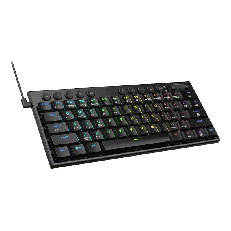 REDRAGON Horus Mini Pro 61-näppäiminen tri-mode langaton RGB low profile mekaaninen pelinäppäimistö - musta (Red Switch)