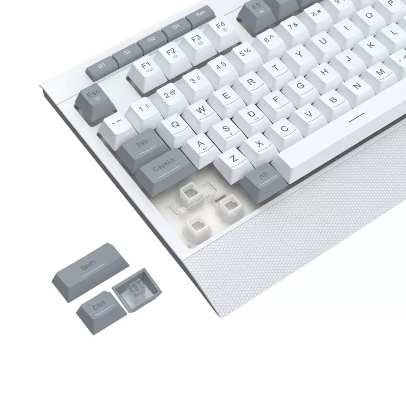 Redragon S151 johdollinen RGB-pelitietokoneen näppäimistö- ja hiirisarja - valkoinen ja harmaa