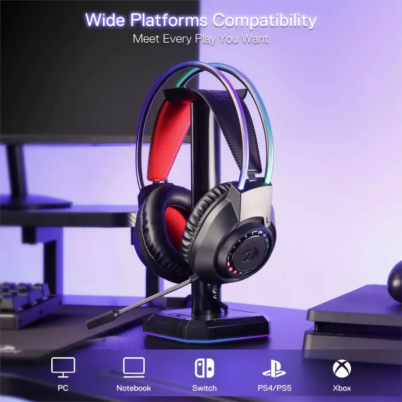 Redragon SCREAM Over-Ear RGB -peliheadset - musta