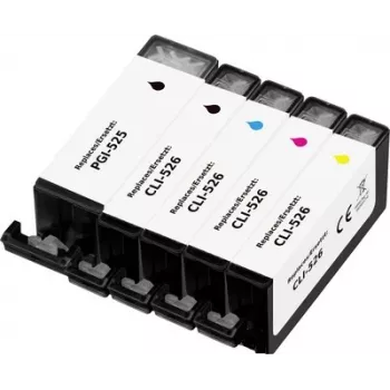 Renkforce yhteensopiva mustepatruunoiden yhdistelmäpaketti Canon PGI-525PGBK, CLI-526BK, CLI-526C, CLI-526M, CLI-526Y (pigmenttimusta, väriainemusta, syaani, magenta, keltainen, 5 kpl:n pakkaus) RF-7064560