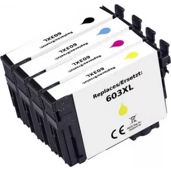 Renkforce yhteensopiva mustepatruunoiden yhdistelmäpaketti Epson 603XL:lle (musta, syaani, magenta, keltainen) RF-I-E-603XLBKCMY4PK RF-7187228