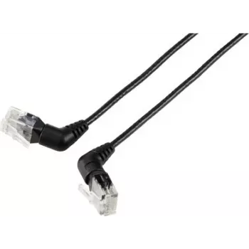Renkforce RF-6071540 CAT 6 U/UTP verkko-patch-kaapeli, RJ45, 0,5 m, musta, 360° kääntyvät kulmaliittimet