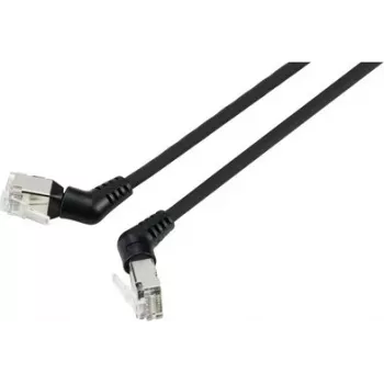 Renkforce RF-6071546 CAT 6a F/UTP RJ45 -verkkokaapeli, 0,5 m, musta, 360° kääntyvät liittimet, kulmaliitäntä