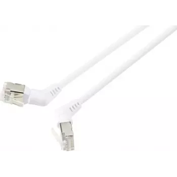 Renkforce RF-6071568 CAT 6a F/UTP patch-kaapeli, RJ45, 2 m, valkoinen, 360° kääntyvät liitännät, kulmaliitäntä
