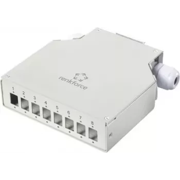 Renkforce RF-7187896 DIN-kiskoadapteri, 8-porttinen kotelo ilman varustusta, vaaleanharmaa