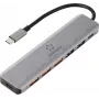 Renkforce RF-7465828 USB-C 6-in-1 -keskitin, 3x USB-A 3.0, USB-C data, 4K HDMI, 100W PD, harmaa