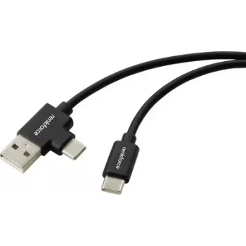 Renkforce USB 2.0 USB-C–USB-A-kaapeli 1 m musta RF-7116120