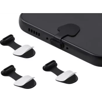 Renkforce USB-C pölysuoja mobiililaitteille, 3-osainen sarja, musta (RF-7260818)