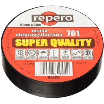 REPERO 701 musta PVC-eristysnauha 19 mm x 20 m