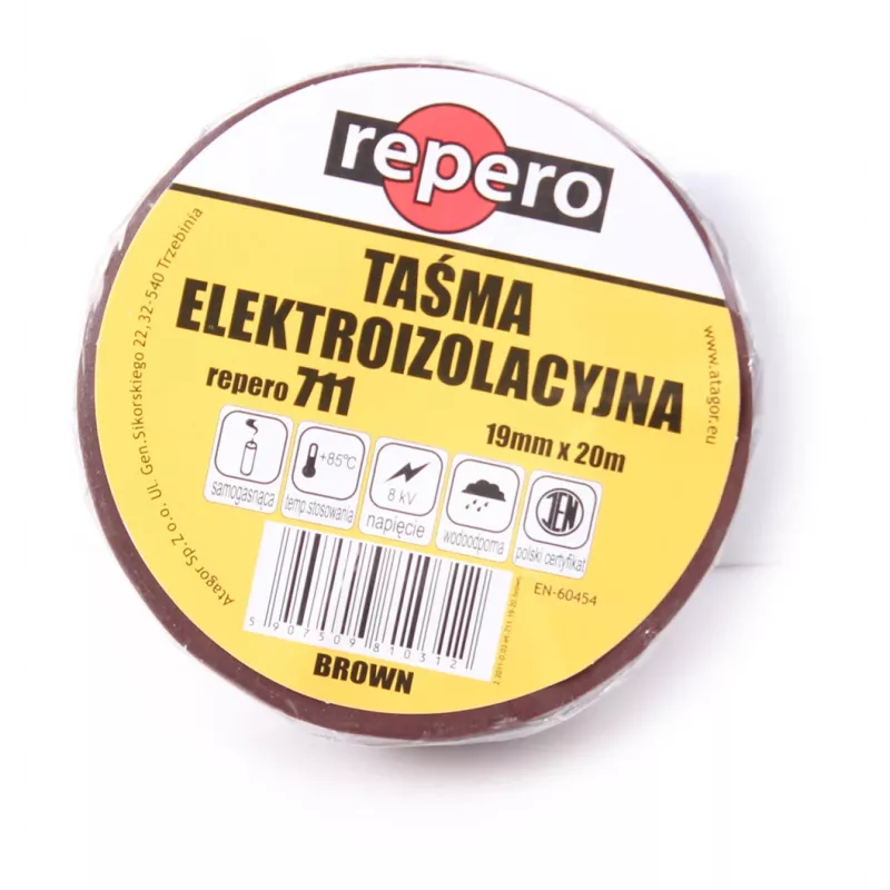 REPERO 711E ruskea PVC-eristysteippi 19 mm x 20 m