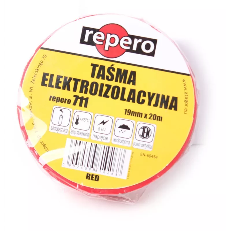 REPERO 711E punainen PVC-eristysteippi 19 mm x 20 m