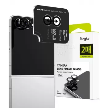 Ringke kamerakehys 2 kpl:n pakkaus Samsung Galaxy Z Flip 8 - musta alumiiniseos objektiivinsuoja 9H karkaistulla lasilla