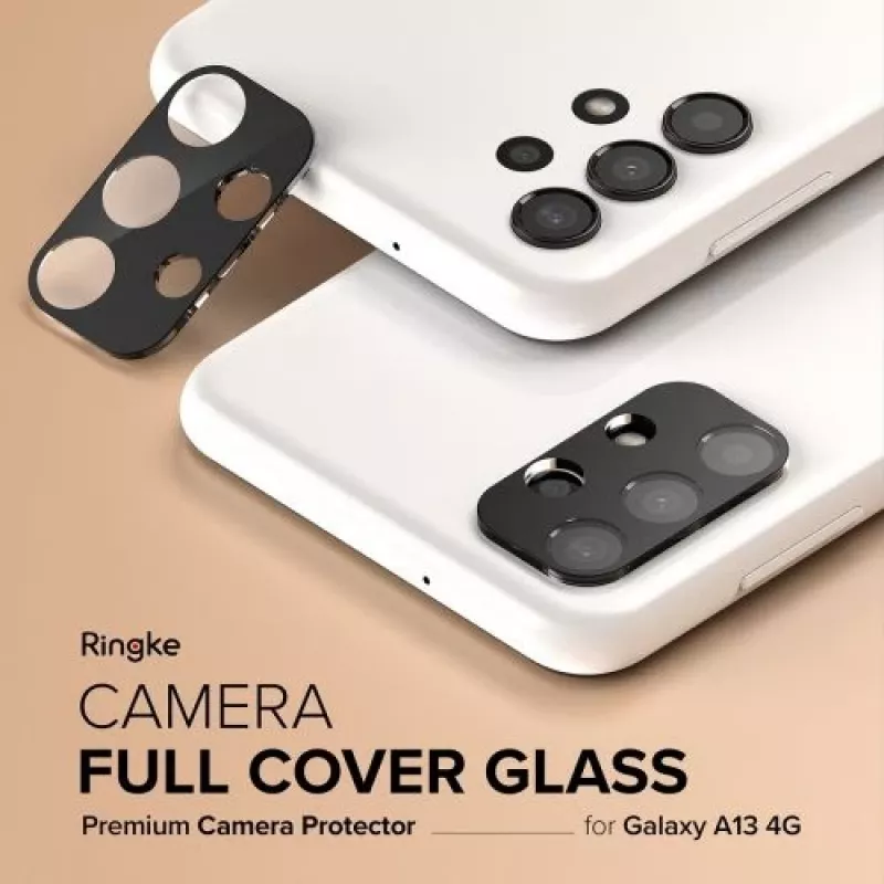 Ringke Galaxy A13 4G kameransuojus Full Cover lasi (3 kpl:n pakkaus) musta