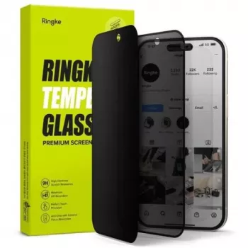 Ringke iPhone 15/16 näytönsuoja Easy Slide Privacy karkaistu lasi 9H asennusapuvälineellä (2 kpl:n pakkaus) läpinäkyvä