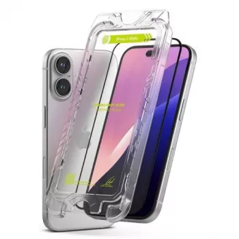 Ringke iPhone 15/16 näytönsuoja Premium Easy Slide karkaistu lasi 9H asennusapuvälineellä (2 kpl:n pakkaus) läpinäkyvä