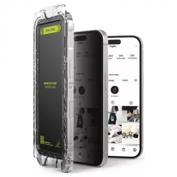 Ringke iPhone 15/16 näytönsuojakalvo Privacy Premium Easy Slide Tempered Glass 9H asennusapuvälineellä (2 kpl:n pakkaus) läpinäkyvä