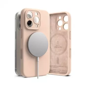 Ringke iPhone 16 Pro -kotelo silikoninen Magnetic Pink Sand